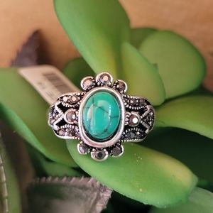 Turquoise color stone ring size 8